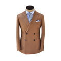 Classic Caramel Color 70% Wool Slim Version of Double-breasted Fashion Business Men's Suits for Four Seasons.