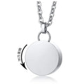 Dainty Stainless Steel Round Gold Plated Pet Cremation Pendant Necklace with Rope Chain-Wedding Engagement & Party Gift