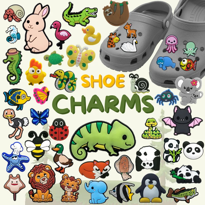 Bestseller Custom 2D PVC Shoelaces Accessories Wildlife Animal Charms  Insect Safari Animal Shoe Charms Bulk