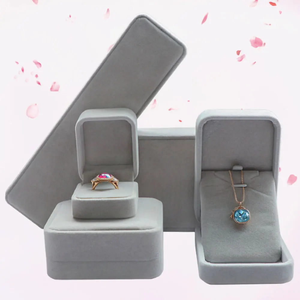 Wholesale Grey Velvet Jewelry Packing Gift Box