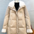 OFTBU Arrival Autumn Women Waterproof Goose Down Jacket Real Mink Fur Turn Down Collar Spliced Sheepskin Zipper Down Jacket