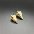 Hongzhuo Reiki Yoga Tini Pyramid Jewelry Natural Unakite Dowsing Stone Pendulum Copper Chain Hexagonal Pendant Pendulum Jewelry