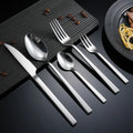 Stainless Steel New Square Thick Handle Silverware Hotel Western Style Steak Knife Dessert Spoon Fork Flatware Set