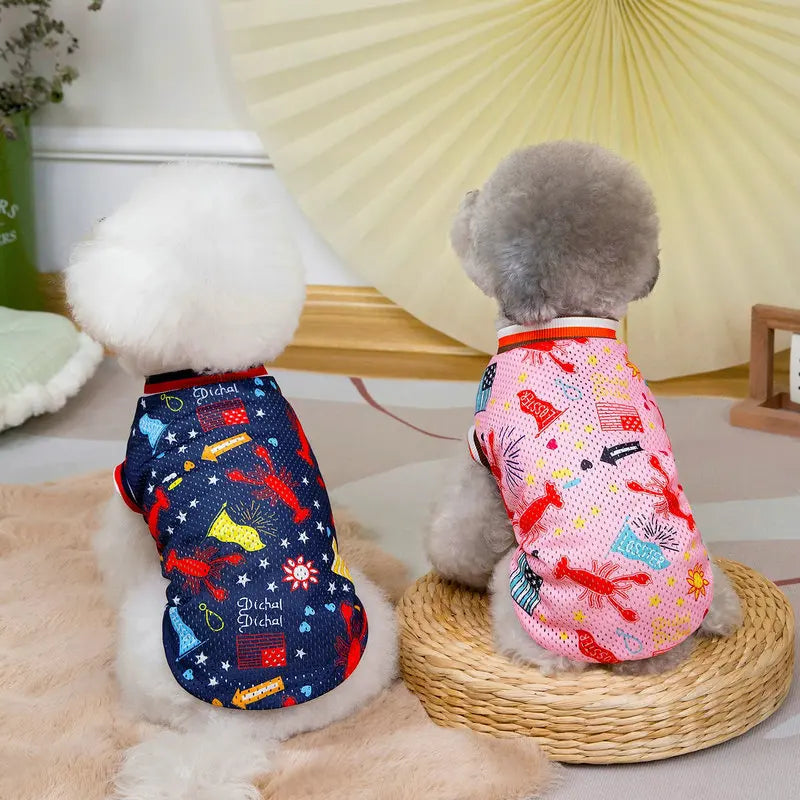 Wholesale Pet Clothes 2025 New Spring and Summer Dog and Cat Clothing Pet Clothes Breathable Soft Thin Fashion Prints Dog Vest