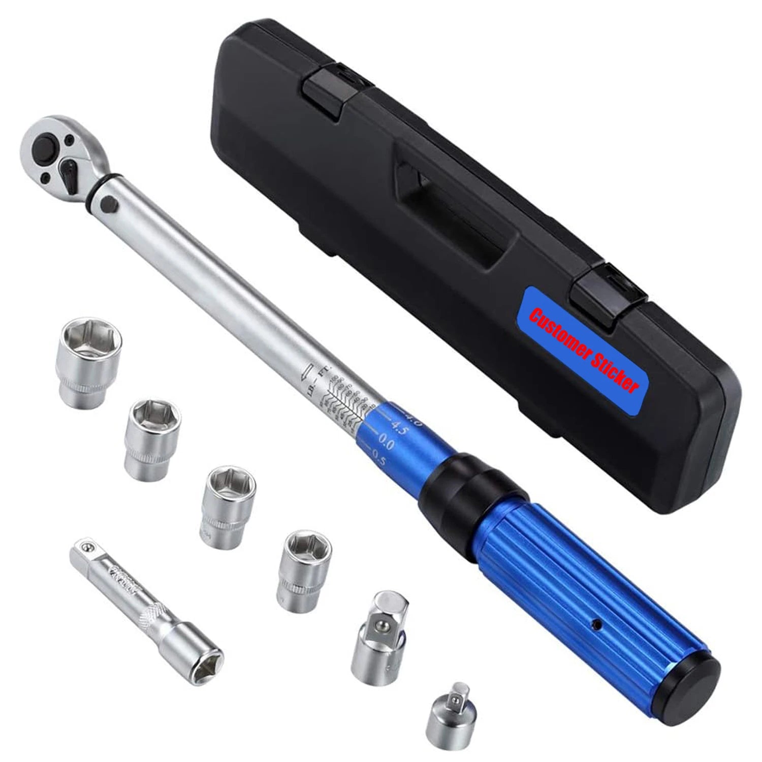 YUHANG 3/8-inch Drive Dual-Direction Click Torque Wrench Set (10-100ft.lb/20-135Nm) Carbon Steel CE Certified 3-Year Warranty