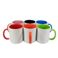 Best Selling 350ml Plain White Ceramic Sublimation Custom Logo Heat Transfer Inner Color Handle Mug