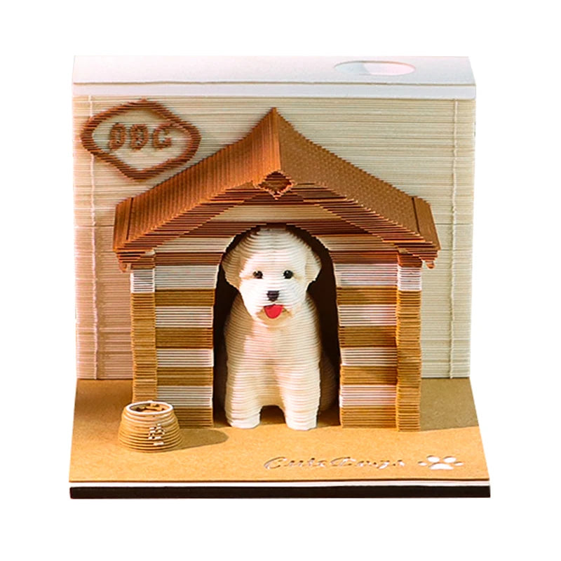 Cute Pet House 3D Memo Pad Sticky Notes Paper Art Three-Dimensional Memo Pad DIY for Office Home Gifts