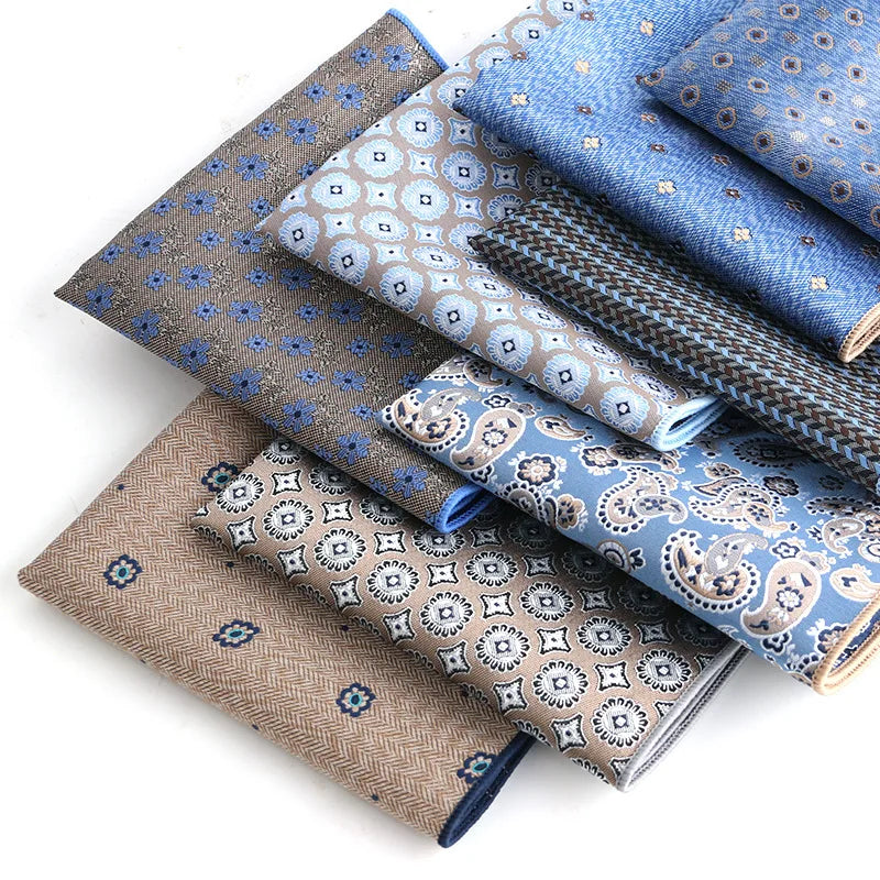 Wholesale Blue Paisley Men's Pocket Square 25*25cm Polyester Handkerchief for Men