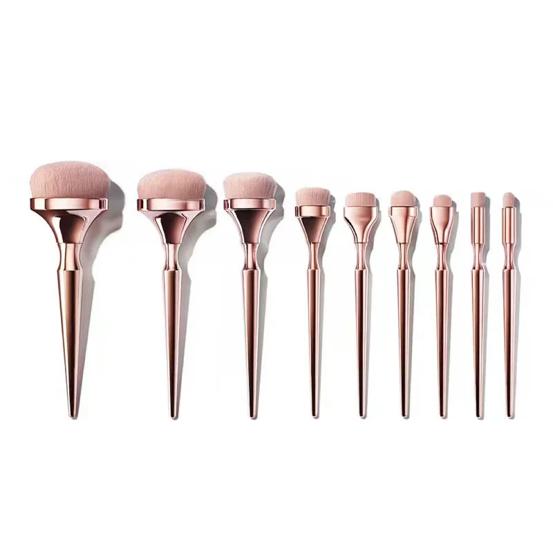 Rose Gold Luxury Makeup Brush Set Blush Foundation 9pcs Makeup Brushes Set Rose Gold Makeup Brush Set