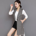 S-3XL Autumn New Plaid Vest European Retro Women's Fashion Lapel Sleeveless Casual Loose Plaid Vest Jacket Wholesale