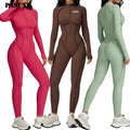 Women's High-Intensity Yoga Jumpsuit Contrast Color Stand Collar Fitness Suit with Half Zip Moisture-Wicking Stretch Fabric