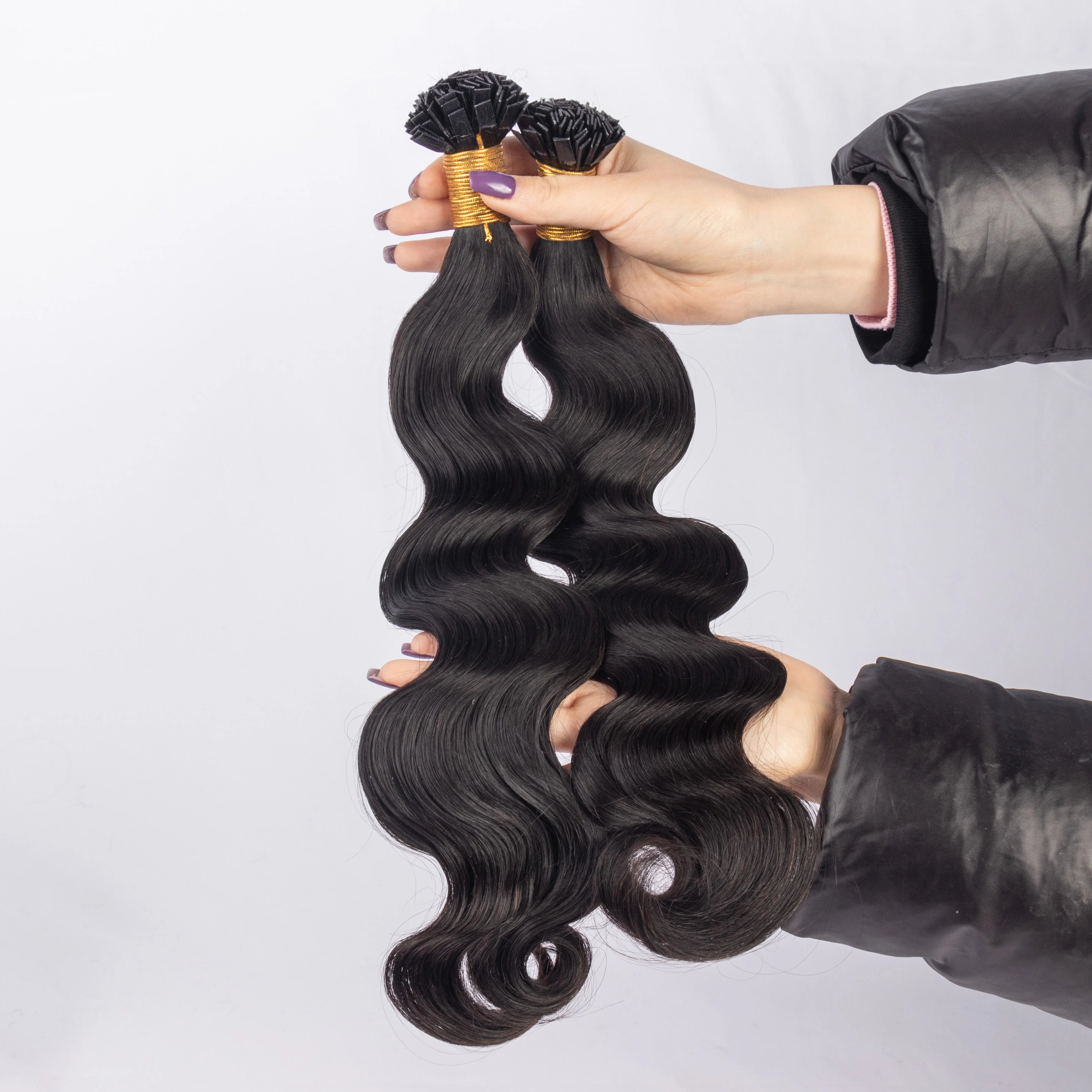Afro Kinky Curly Doubl Drawn Mongolian Human Hair Extensions Flat Tip for Black Women