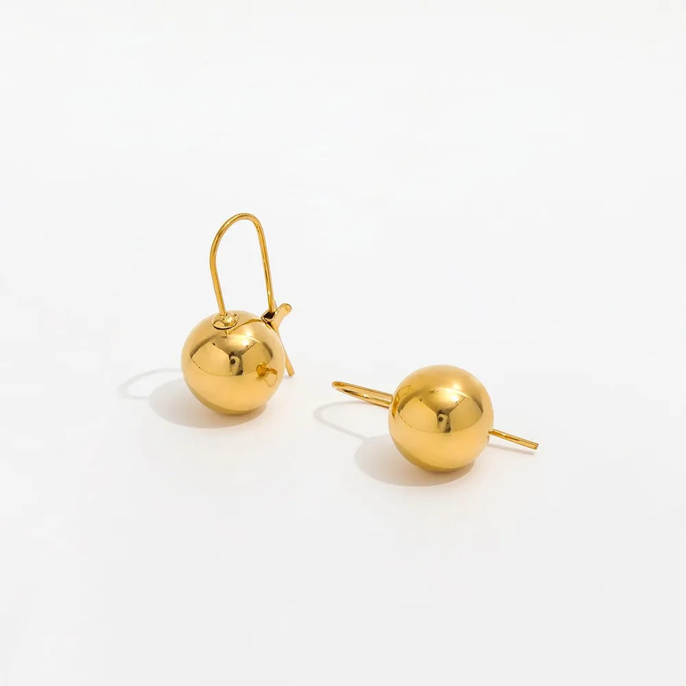 Trendy Earring 18K Gold Plated Hollow Ball Pendant Stud Earrings Stainless Steel Earrings Wholesale