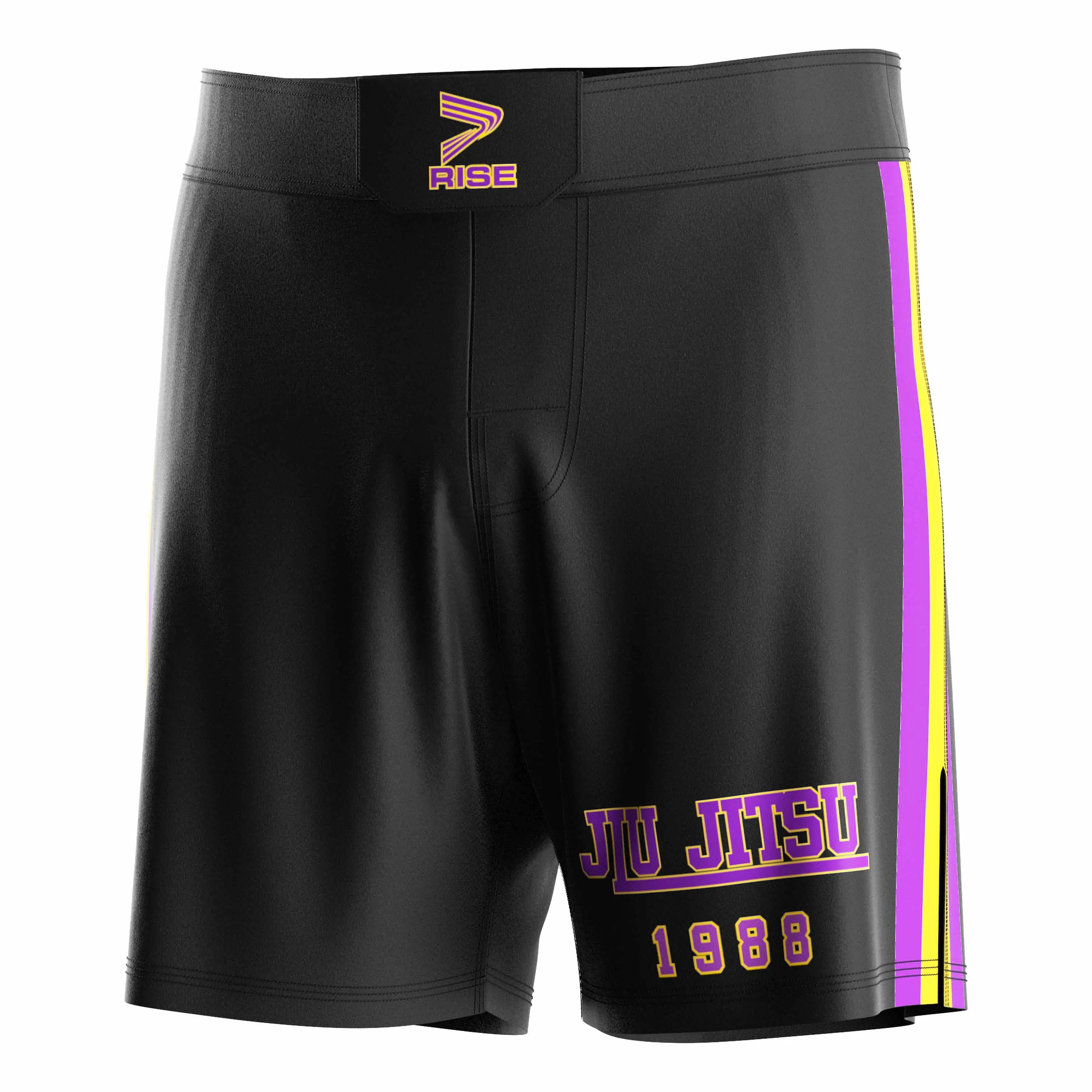 Men's Bjj MMA Fight Training Professional Competition Shorts Velcro Quick Dry Durable Fabric Side Slit Cut Hem