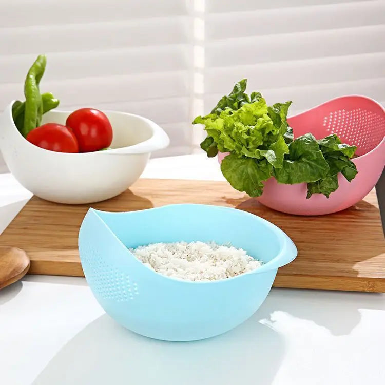 Rice Washing Drain Basin Vegetable Fruit Washer Colander Home Kitchen Creative Washing Bowl