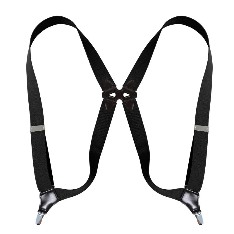2 Clips Adjustable Men's Suspenders X Shape Elastic Side Clip Crossover Braces Suspenders in a Box for Men