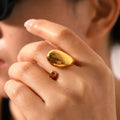 Ins Style High-Grade 18K Gold Stainless Steel Waterproof  Geometric Irregular Open Cuff Finger Rings for Girls