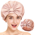 QINGYAN Pink Bow Shower Cap New Arrivals Cute Bow Decoration pink Brown Custom Individual Packets of Shower Caps