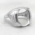 Sterling Silver 12*15mm Semi Mount Men's Ring Frame Empty Blank Claw Setting S925 Base Holder Without Center Stone for DIY Inlay