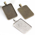 23x33mm Inner Size Rectangle Blank Cabochon Base Setting Charms Pendant Bezel Trays DIY Jewelry Making Findings Accessories