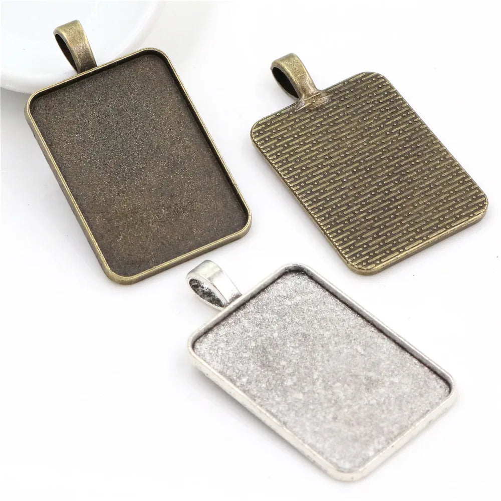 23x33mm Inner Size Rectangle Blank Cabochon Base Setting Charms Pendant Bezel Trays DIY Jewelry Making Findings Accessories