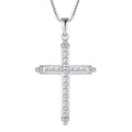 Sterling Silver 925 Colorful Zircon Cross Religious Pendants Necklaces for Daily Wear & Gift Giving