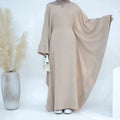CCY Latest Design Wholesale EID Ramadan Modest Turkey Islamic Waisted Batwing Sleeve Abaya Crepe Women Muslim Dress Dubai Abaya