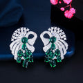 Geometric Symmetrical Bowknot Silver Plated Emerald Green Cubic Zircon Dangle Big Bold Drop Earrings for Women Prom Jewelry