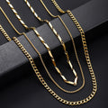 Wholesale Men's Punk Style 18K Gold-plated Stainless Steel Cuban Chain Three Piece Fashion Personalized Jewelry Customization