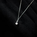 Korean Style Single Clear Diamond 925 Sterling Silver CZ Pendant Necklace for Women