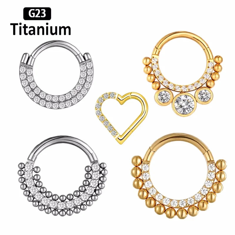 ASTM F136 G23 Titanium Silver Plated Helix Piercing Zircon Ball Septum Nipple Ring Conch Cartilage Tragus Nose Rings Children's