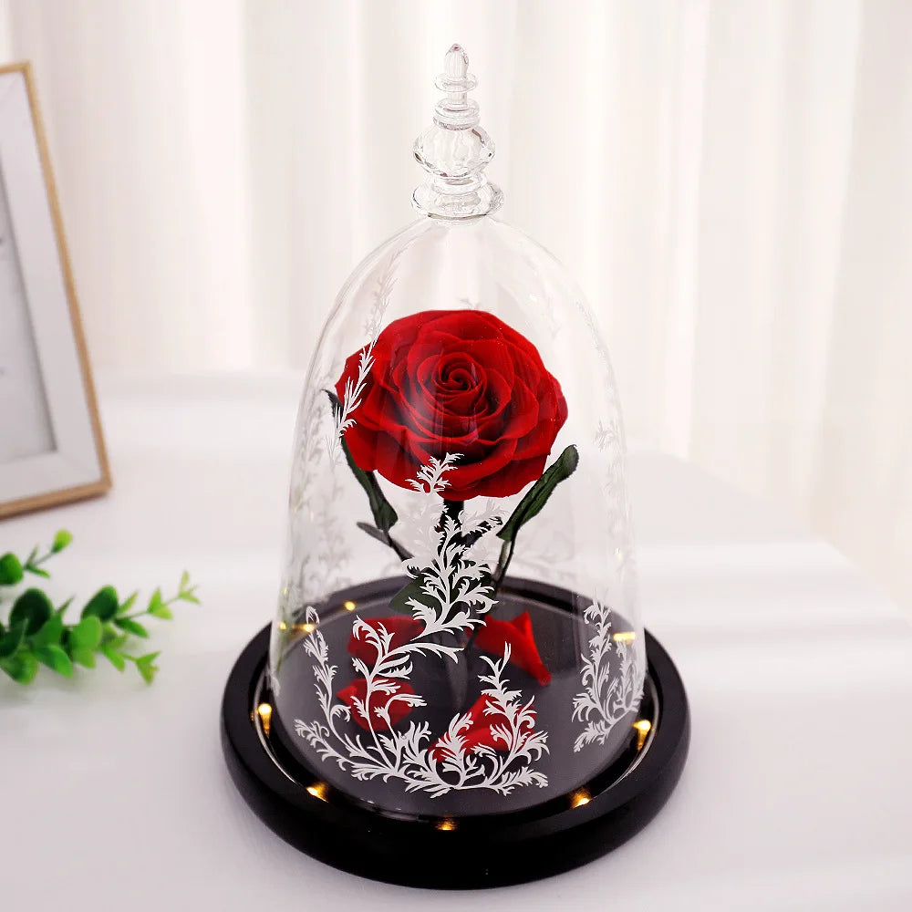 Real Touch Flower Preserved Roses Eternelle Christmas Valentines Decoration Beauty and the Beast Preserved Rose in Glass Dome