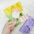 2 Cavity 3 Cavity Cute Cartoon Animal DIY Reusable Ice Cream Tools Ice Pop Lolly Stick Popsicle Tray Silicone Ice Cream Molds