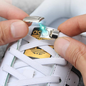 Magnetic Lock Elastic Polyester Shoe Laces for Flat Sneakers Easy-On Easy-Off Lazy for Shoelace Metal Locking No Tie