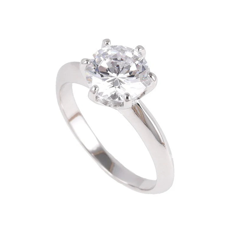 Bling Bling 6 Prongs Setting 925 Sterling Silver Solitaire Ring