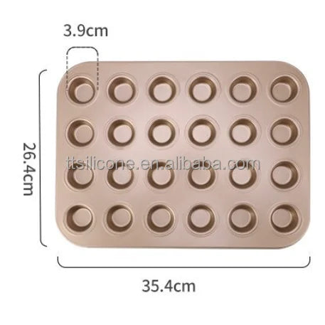 Non-stick Bakeware 24-link Round Cupcake Muffin Mold Baking Cake Pan Carbon Steel Muffin Tray