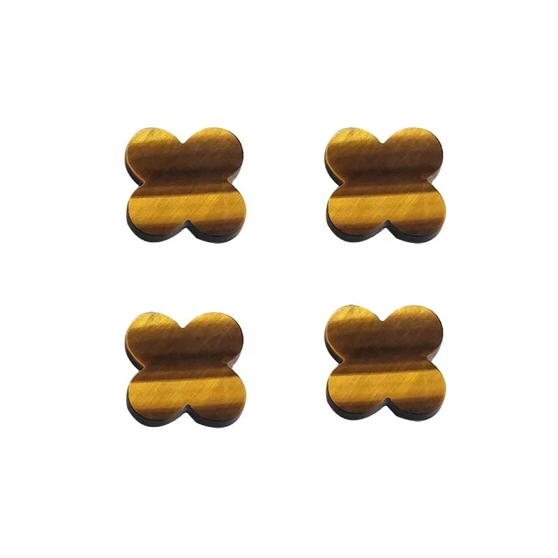 HanYu High Quality Natural Tiger Eye Factory Price Four Leaf Clover Stone for Jewelry Making