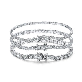 Daidan White Tennis Buckle Cubic Zirconia Tennis Silver 925 2Mm Tennis Luxury Bracelet for Women