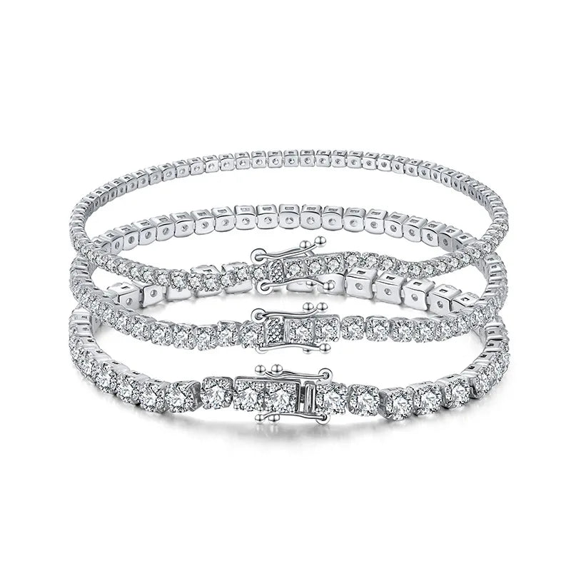 Daidan White Tennis Buckle Cubic Zirconia Tennis Silver 925 2Mm Tennis Luxury Bracelet for Women