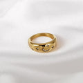 High Quality Minimalist  Star and Moon 18K Gold Celestial Zircon Domed Chunky Ring