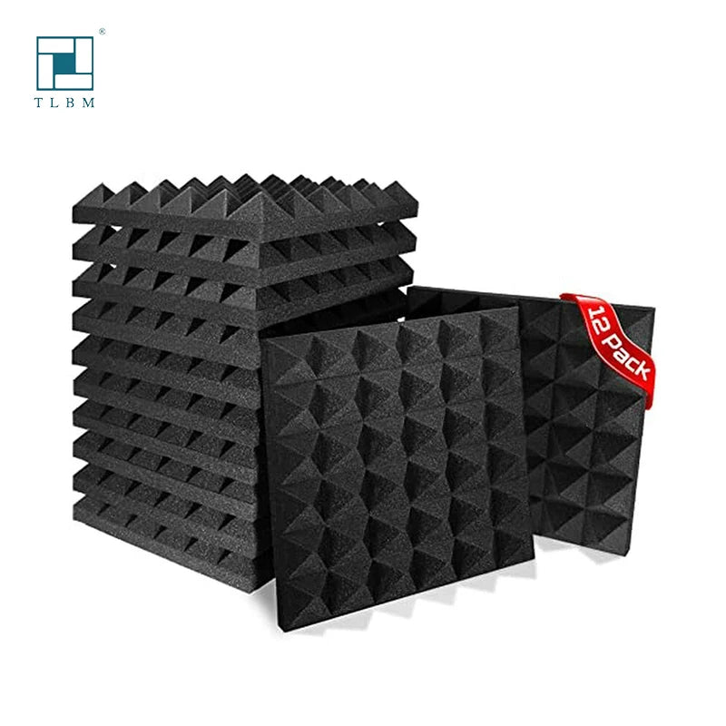 30*30cm Acoustic Foam Panel Pyramid Sound-Absorbing Wall Board for Sound Proofing Noise Reduce for Recording Studio Home Bar