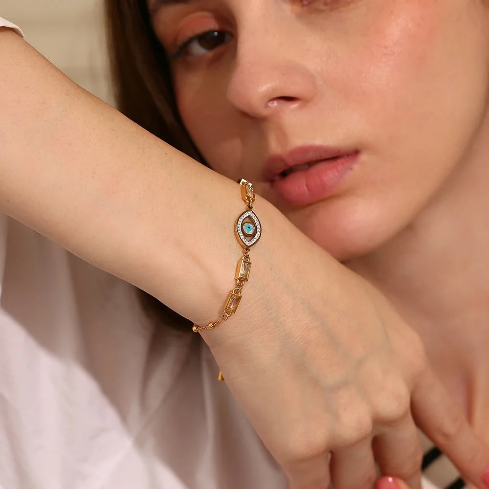 Dreamshow Bracelet Stainless Steel Zircon Bracelet Gold Plated Pulseras Brazaletes Charm Bracelet Fashion Beaded Bracelets
