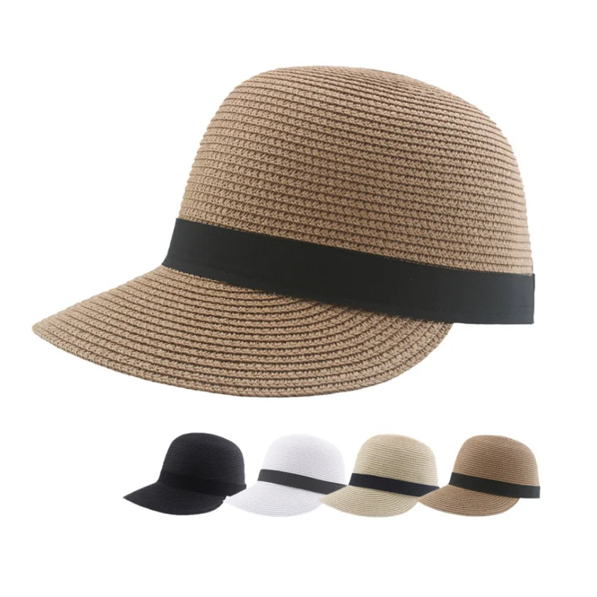 Wholesale Summer Women Equestrian Derby Peaked Casual Straw Visor Beach Fashion Hats