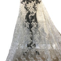 New Collection Beading Lace Fabric With 3D Flowers Applique Embroidery Tulle White African Beaded Lace Fabric