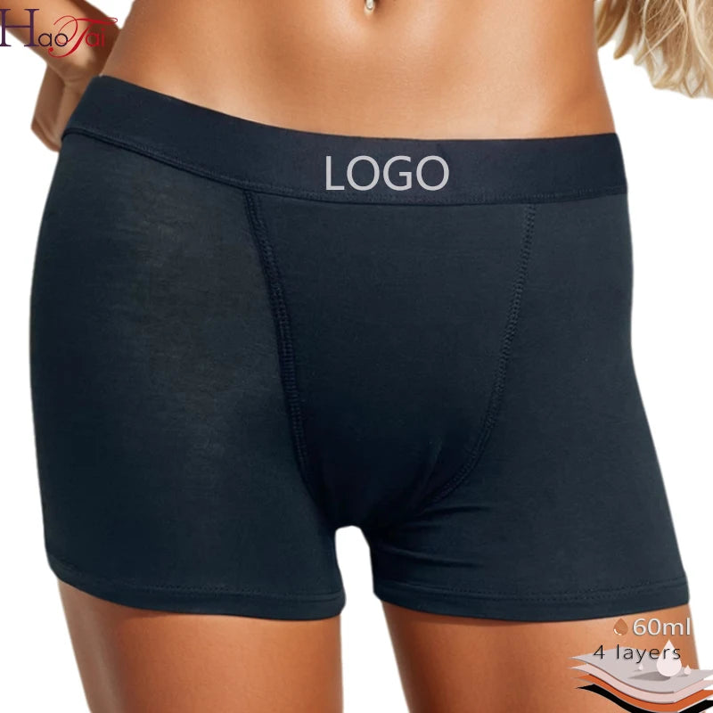 Overnight Period Shorts for Women Bamboo Viscose Absorbent Sleep Period Boyshorts Heavy Flow Menstrual Boxer Panties