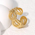 Wholesale Fashion Stainless Steel Round Ring Hip Hop 18K Gold Plated Irregular Geometric Open Ring Jewelry Women Gift