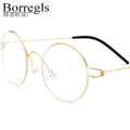 Borregls Screwless Eyewear Men Brand Design High Quality Round Optical Glasses Frame Titanium Alloy Korea Denmark Eyeglass 28607
