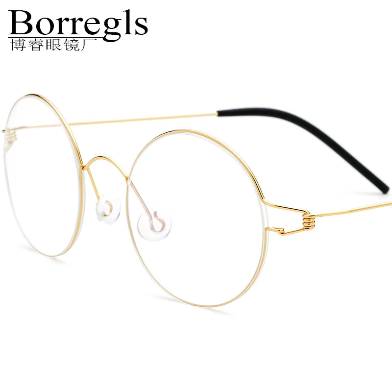 Borregls Screwless Eyewear Men Brand Design High Quality Round Optical Glasses Frame Titanium Alloy Korea Denmark Eyeglass 28607