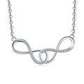 925 Sterling Silver Double Infinity Pendant Necklace Austria Crystal Sapphire Endless Pendant Necklace for Women Jewelry Gift