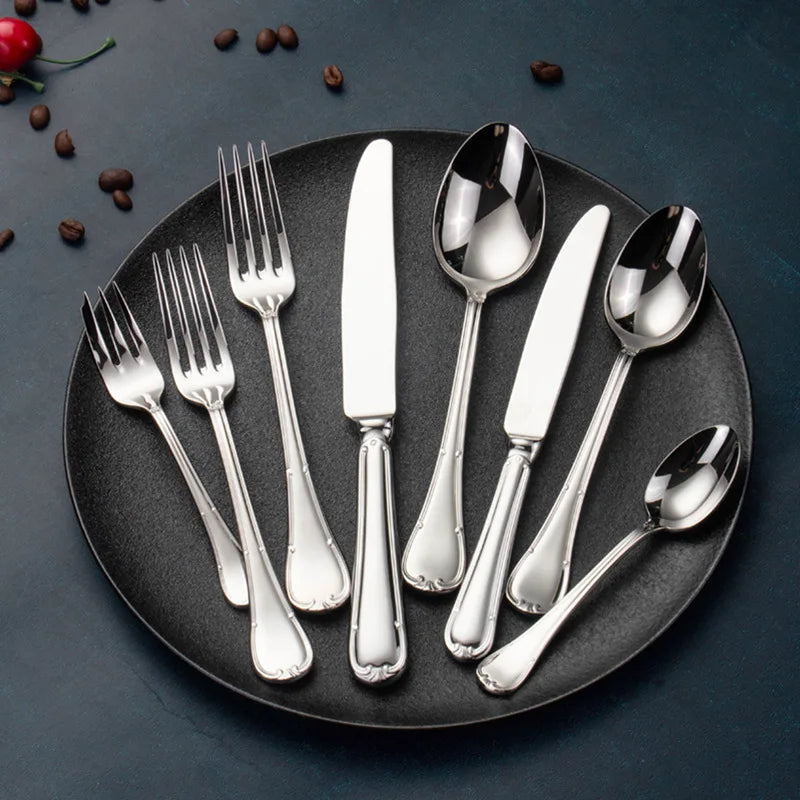 Food Grade High End Stylish Hotel Cutlery Set Ss 304 Kitchen 6pcs Steak Knife Stainless Steel Cutlery Set for 6 Persons Events